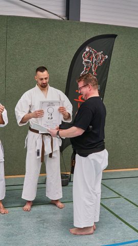 Ehrung der neuen DAN-TrägerZanshin Weihnachtslehrgang 2019, Göttingen, Deutschland