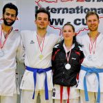 Karateteam Zanshin Goettingen WW-Cup 2015: Mohamed ElBrolosy, Jannik Warmbold, Stefanie Opola und Malte Freidrich