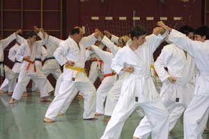 Anfänger und Unterstufe beim Karate-Training